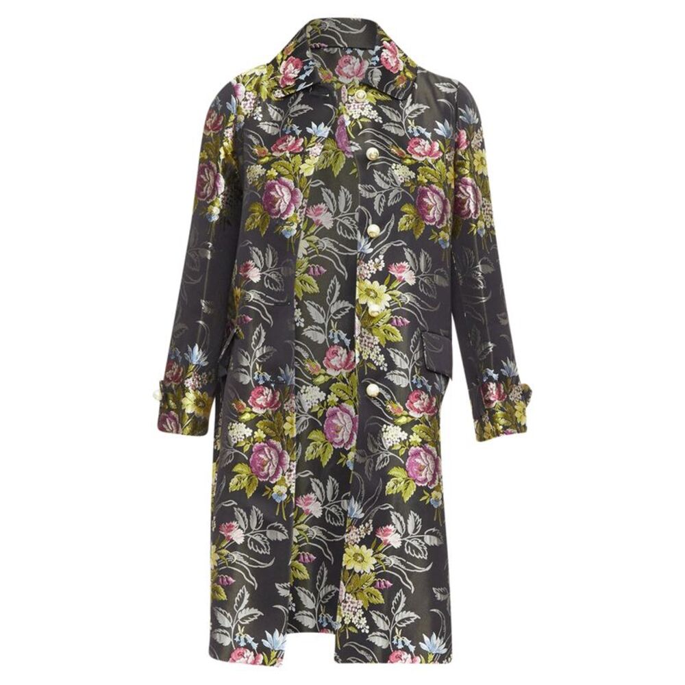 Gucci silk floral jacquard GG pearl A-line evening coat